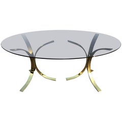 Roger Sprunger  Brass and Smoked Glass Oval Dining Table