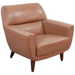 Iconic Tan Colored Leather Lounge Chair by Illum Wikkelsoe