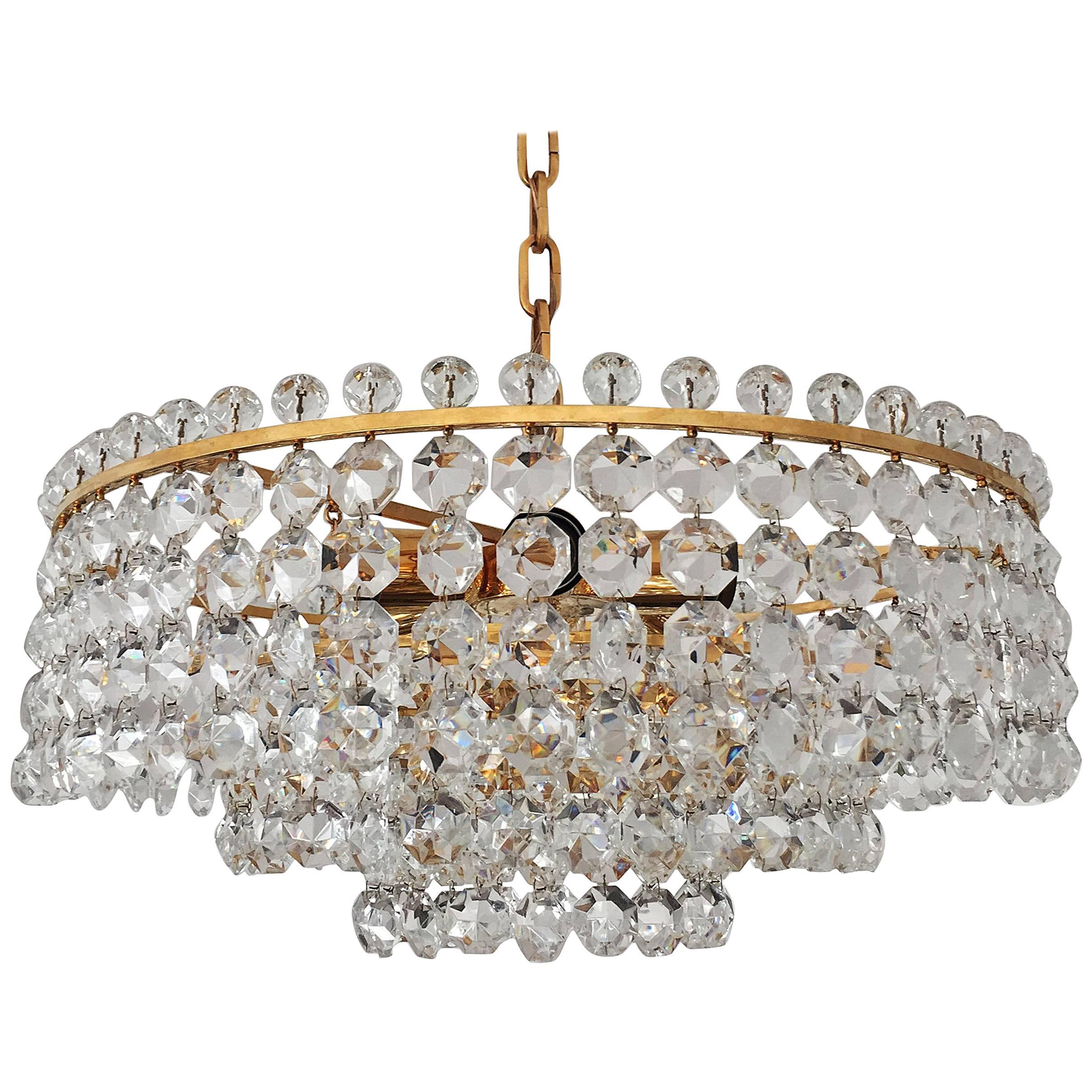 Stunning Cut Crystal Chandelier by Bakalowits For Sale