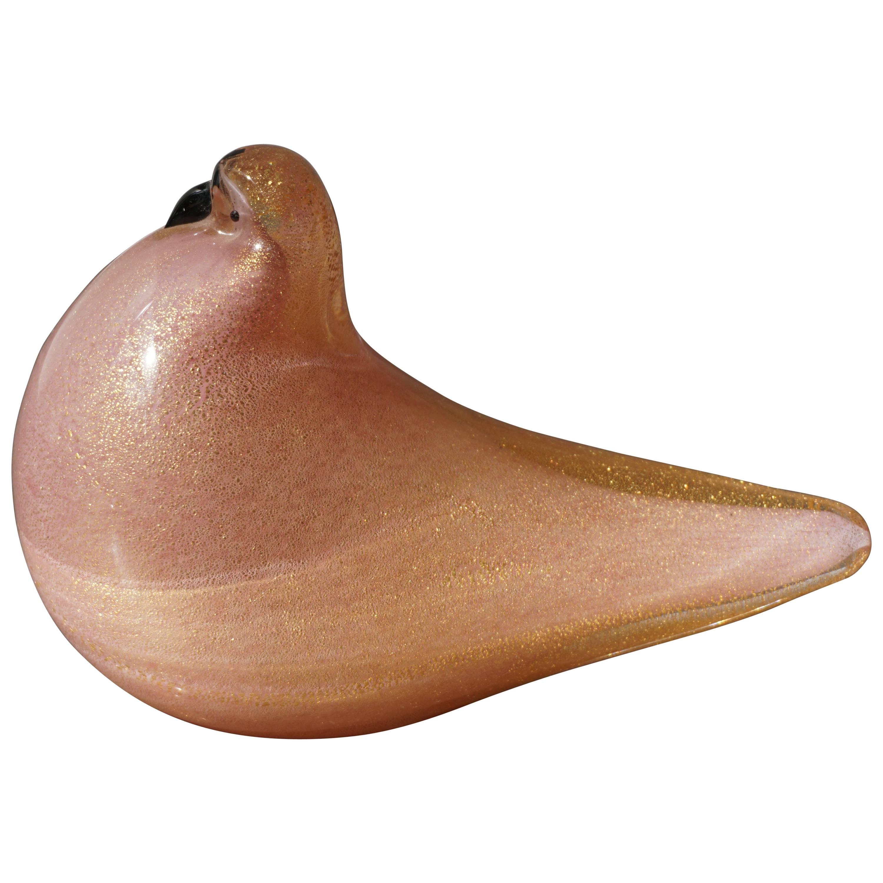 Italian Murano Glass Dove Signed by Barovier and Toso