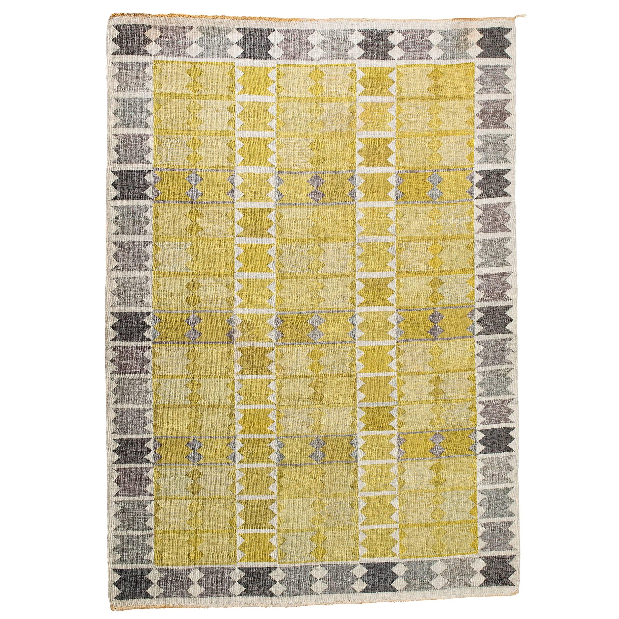 Vintage Ingrid Dessau Flat-Weave Swedish Carpet
