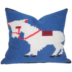 Vintage Mexican Indian Weaving of a Donkey Pillow