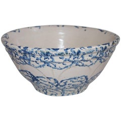 19th Century Sponge Ware Pottery Bowl