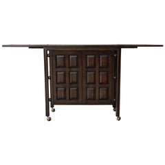 John Widdicomb Dark Walnut Spanish Colonial Style Bar Cart