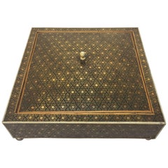 Anglo Persian Decorative Micro Mosaic Inlaid Footed Box