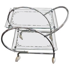 Art Deco Chrome and Etched Glass Bar Cart 10