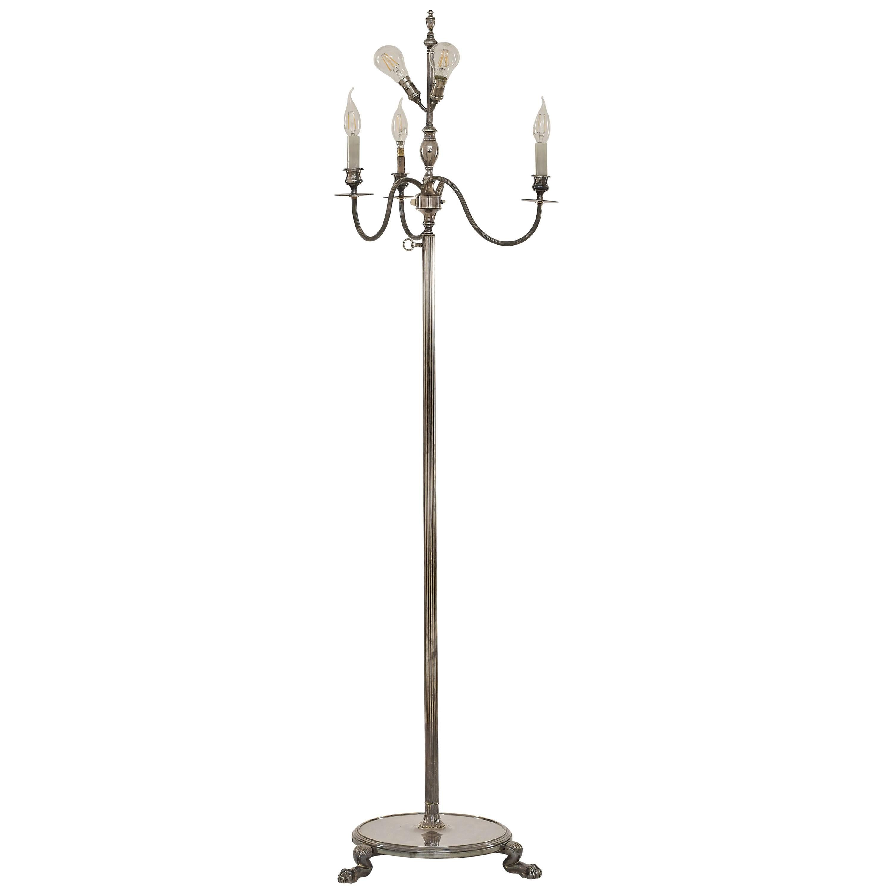 Maison Jansen Neoclassical Silver Floor Lamp For Sale