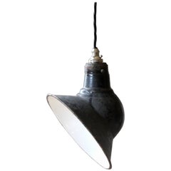 Stylish Mid-Century Industrial Black Enamel Pendant Light, circa 1950