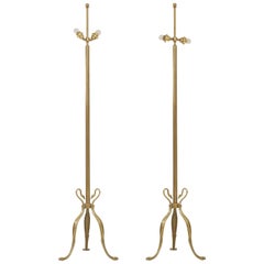 Pair of Maison Jansen Style Swanheads and Feet Brass Floor Lamps