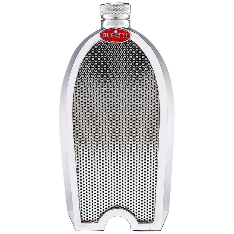 Vintage Bugatti Chrome Radiator Grill Spirit Decanter, circa 1960 at