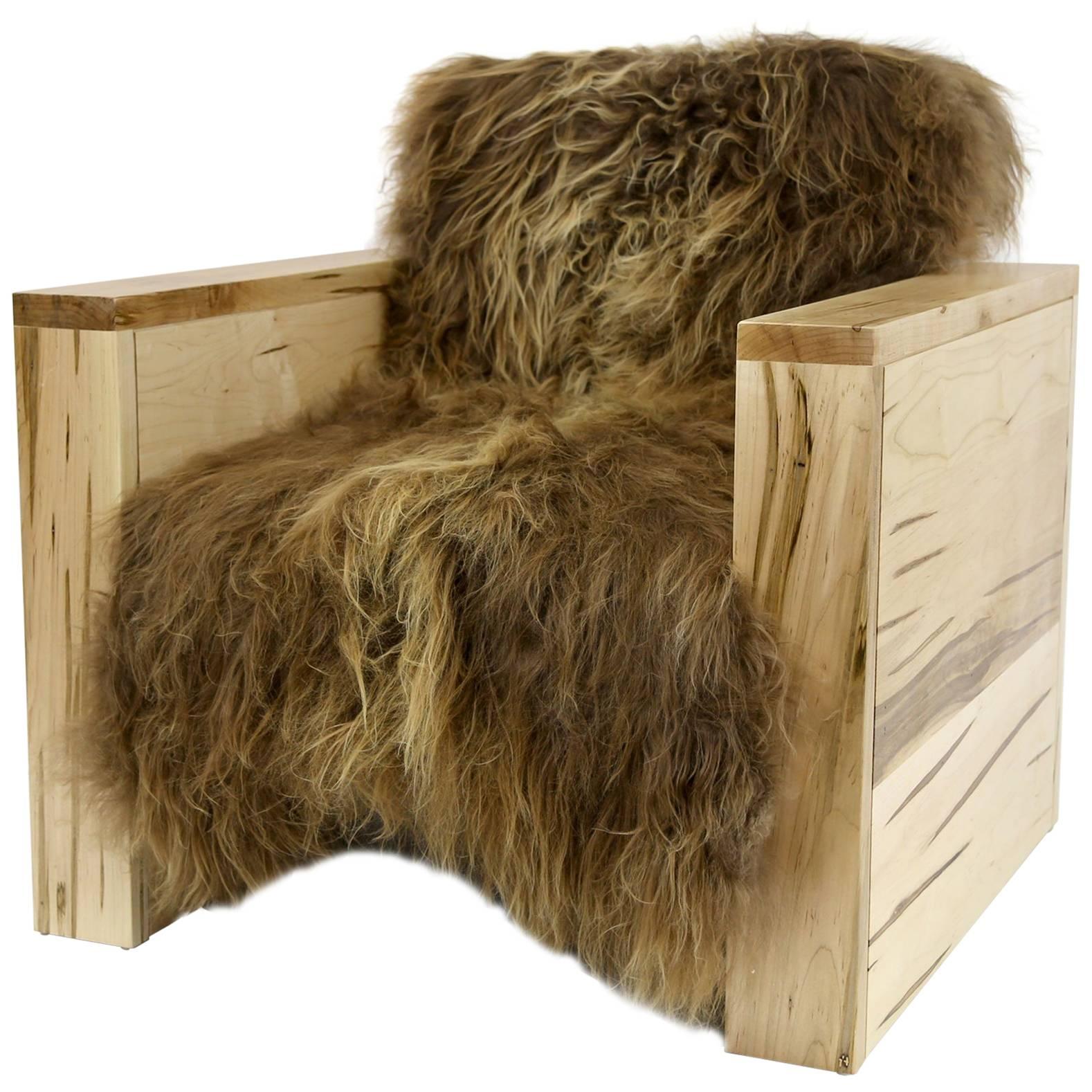 Sentient Joojay Armchair in Maple and Icelandic Sheepskin For Sale