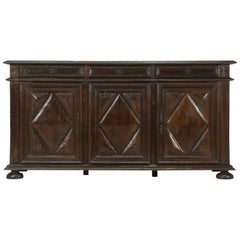 Antique French Louis XIII Style, Three-Door Oak Buffet