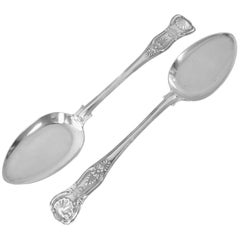 Antique English, Kings Pattern, Pair of Ice Cream Servers in Sterling Silver