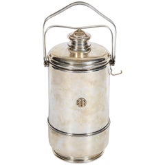 Used Cartier French Sterling Silver and Gold Ice Bucket with Cover, circa 1950