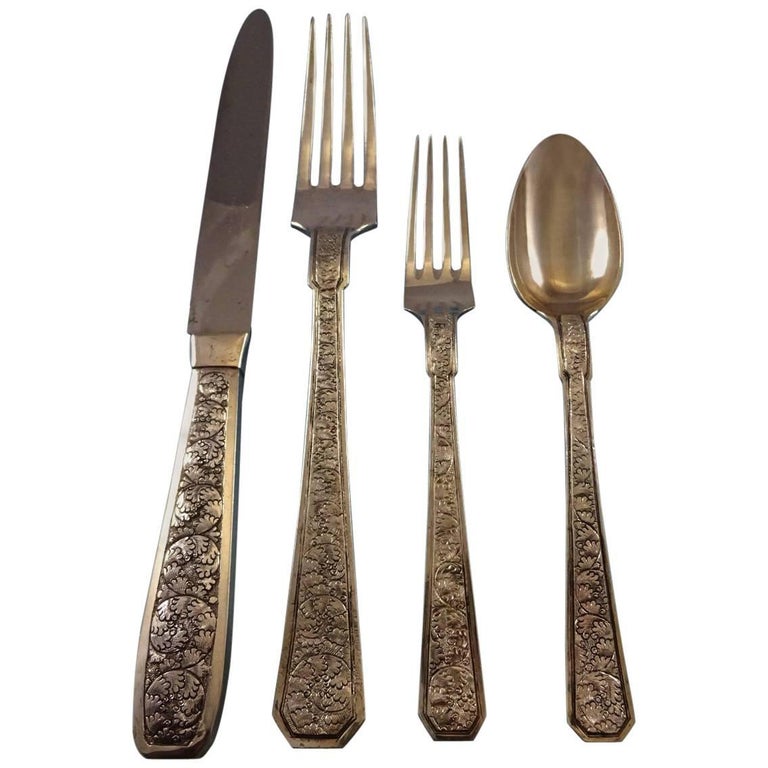 Chinese Japanese Sterling Silver Flatware Set Service Massive 142 Pieces Chased at 1stDibs