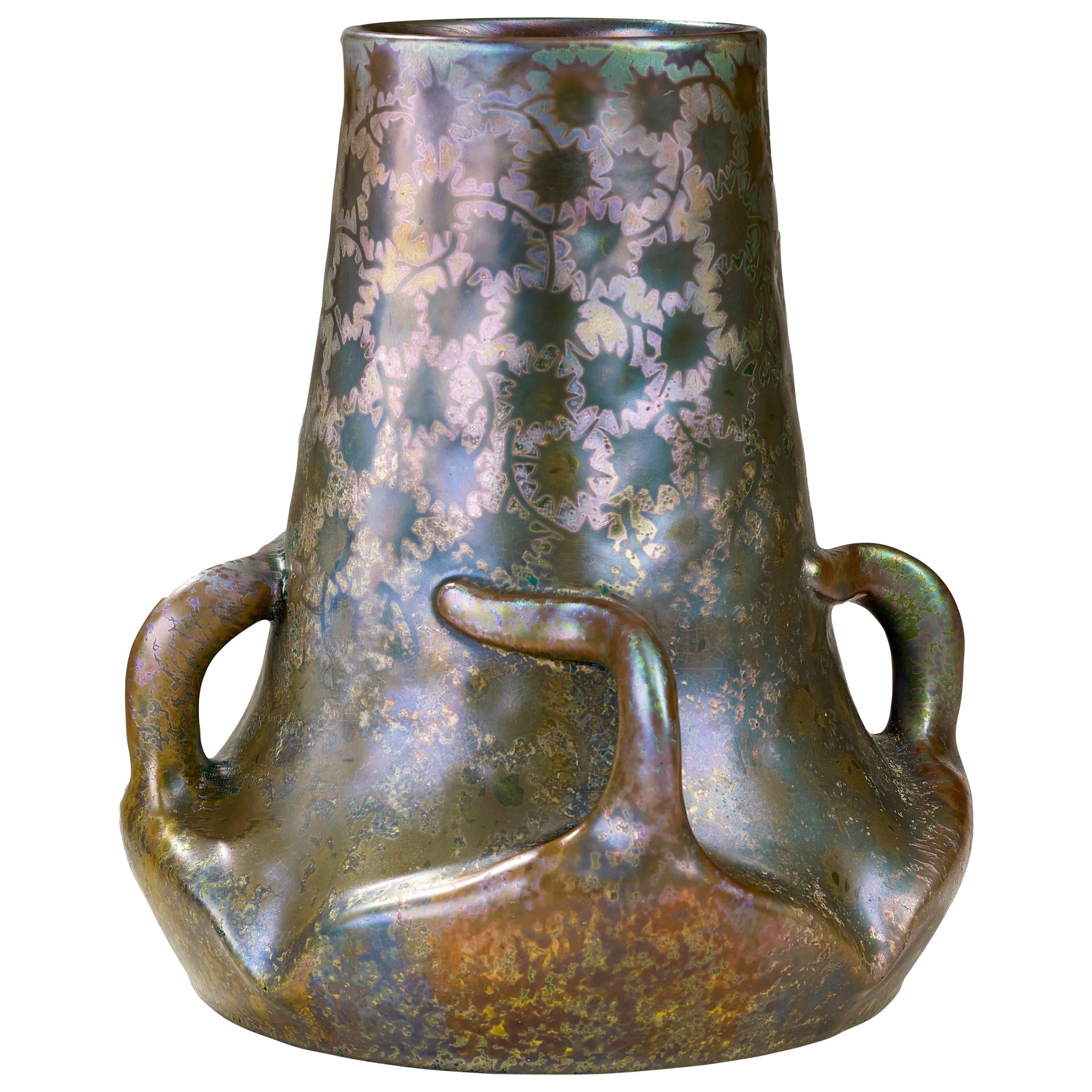 Clément Massier, Lucien Lévy-Dhurmer, an Art Nouveau Earthenware Vase, Signed For Sale
