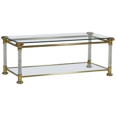 Vintage French Brass-Glass and Lucite Cocktail Table