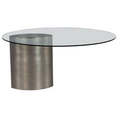 Round Glass and Chrome Abstract Dining Table