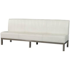Vintage White Leather Banquette