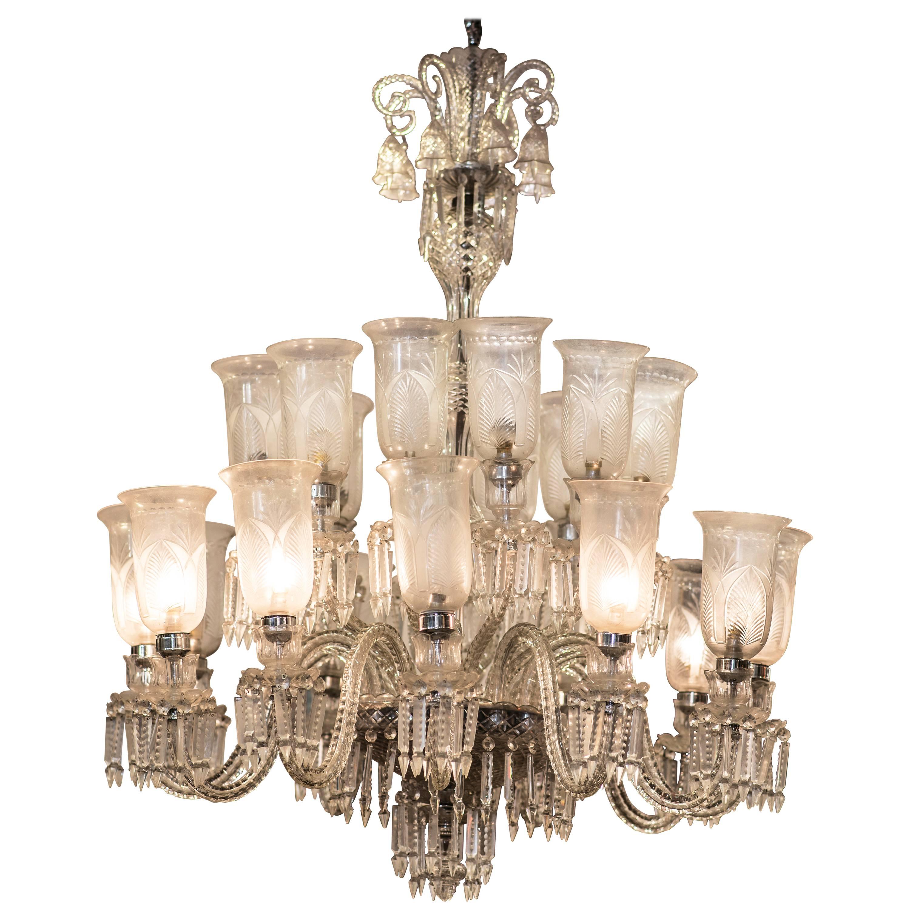 Louis XV Style French Crystal Carved Chandelier