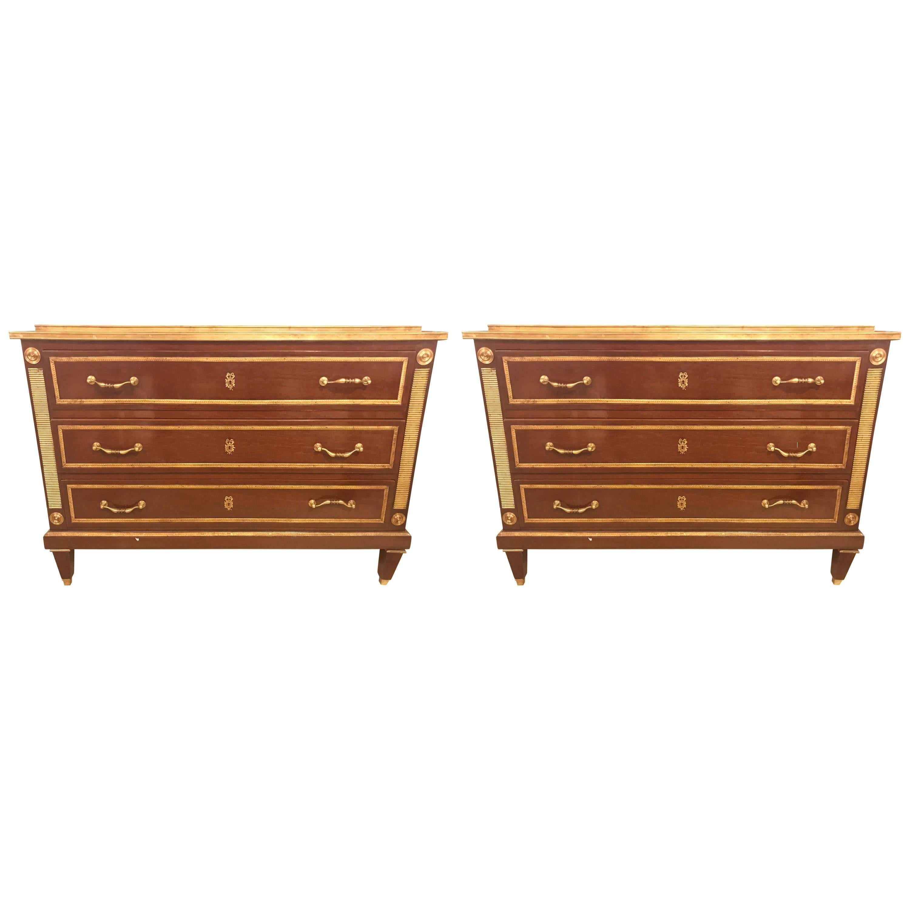 Pair of Bronze Mounted Step Up Commodes in the Russian Neoclassical Style