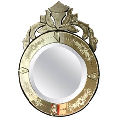 Vintage Oval Venetian Mirror with Crest