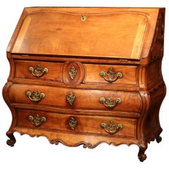 18th Century French Louis XV Bombe Cherry Desk Secretary Scriban from Bordeaux 1