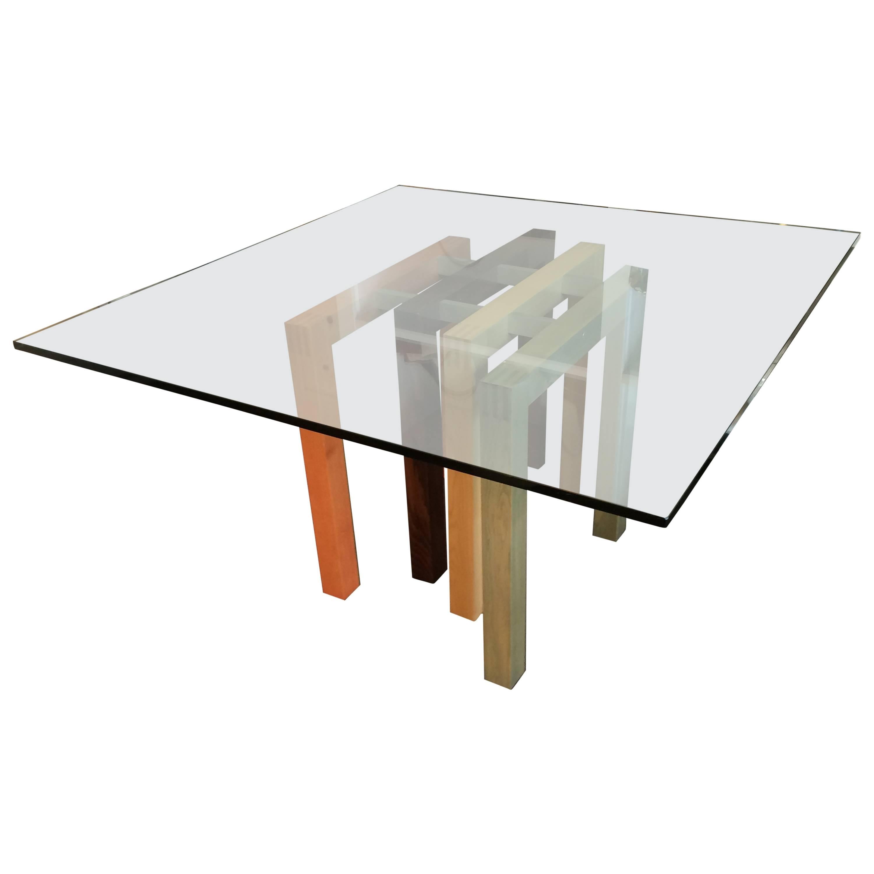 Dining Table Base with Glass Top by Saporiti