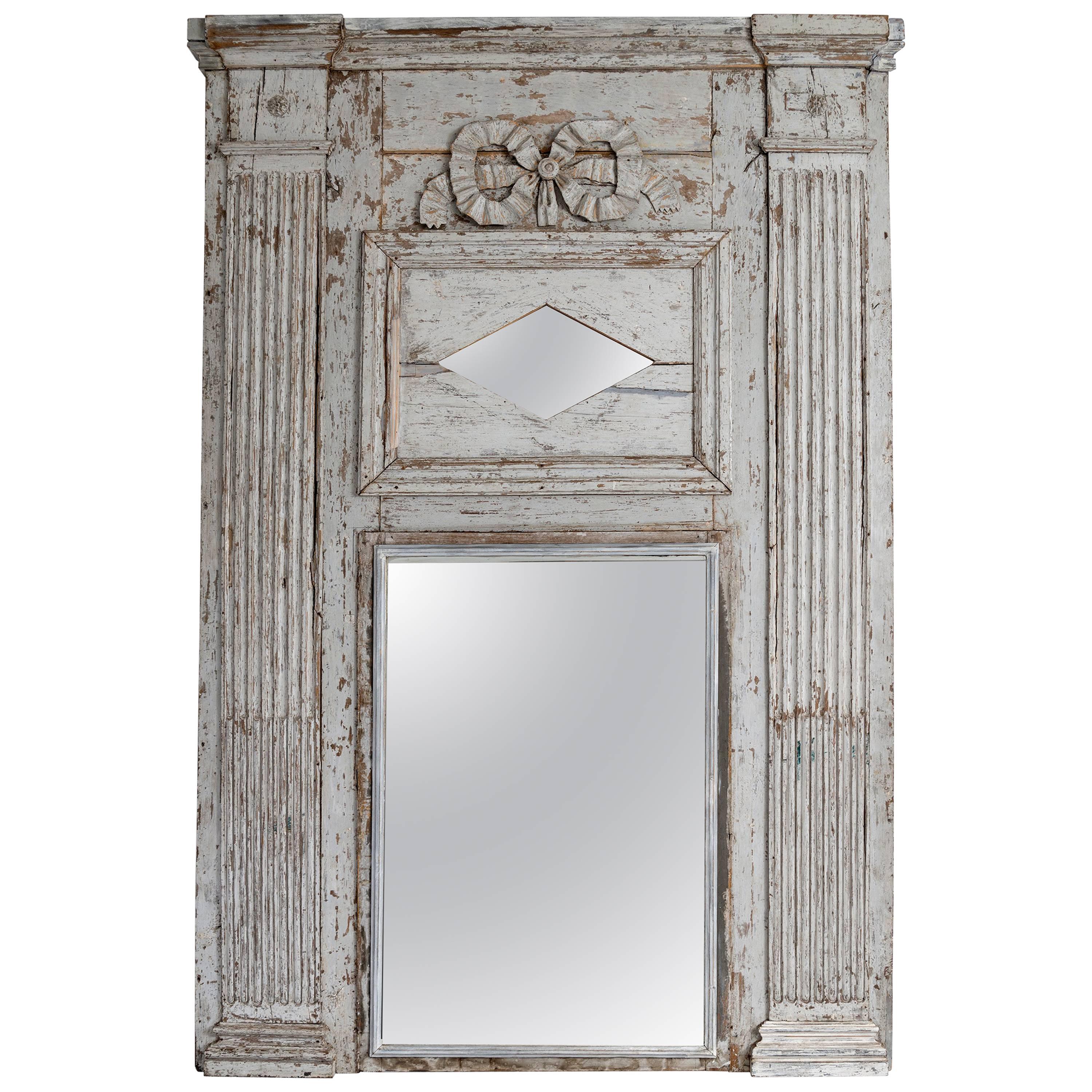 Louis XVI Trumeau Mirror Rare Large-Scale For Sale