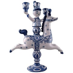 Bjorn Wiinblad Large Ceramic Figure from the Blue House, Figure / Candlestick