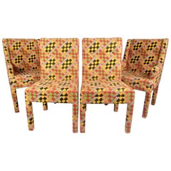 Set of Stylish Parsons Style Upholstered Dining Chairs