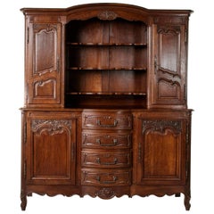Early 20th Century Louis XV Style French Hand-Carved Oak Vaisselier or Buffet 11
