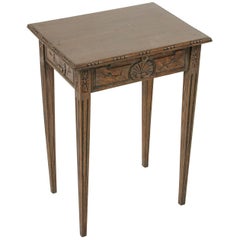 Carved Louis XVI Style French Side or End Table with Pull Out Tray, circa 1900 Carved Louis XVI Style French Side or End Table with Pull Out Tray, circa 1900
