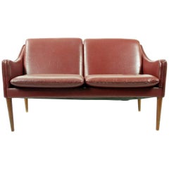 Hans Olsen Leather Settee Model 800 for C/S Møbler Denmark, 1958