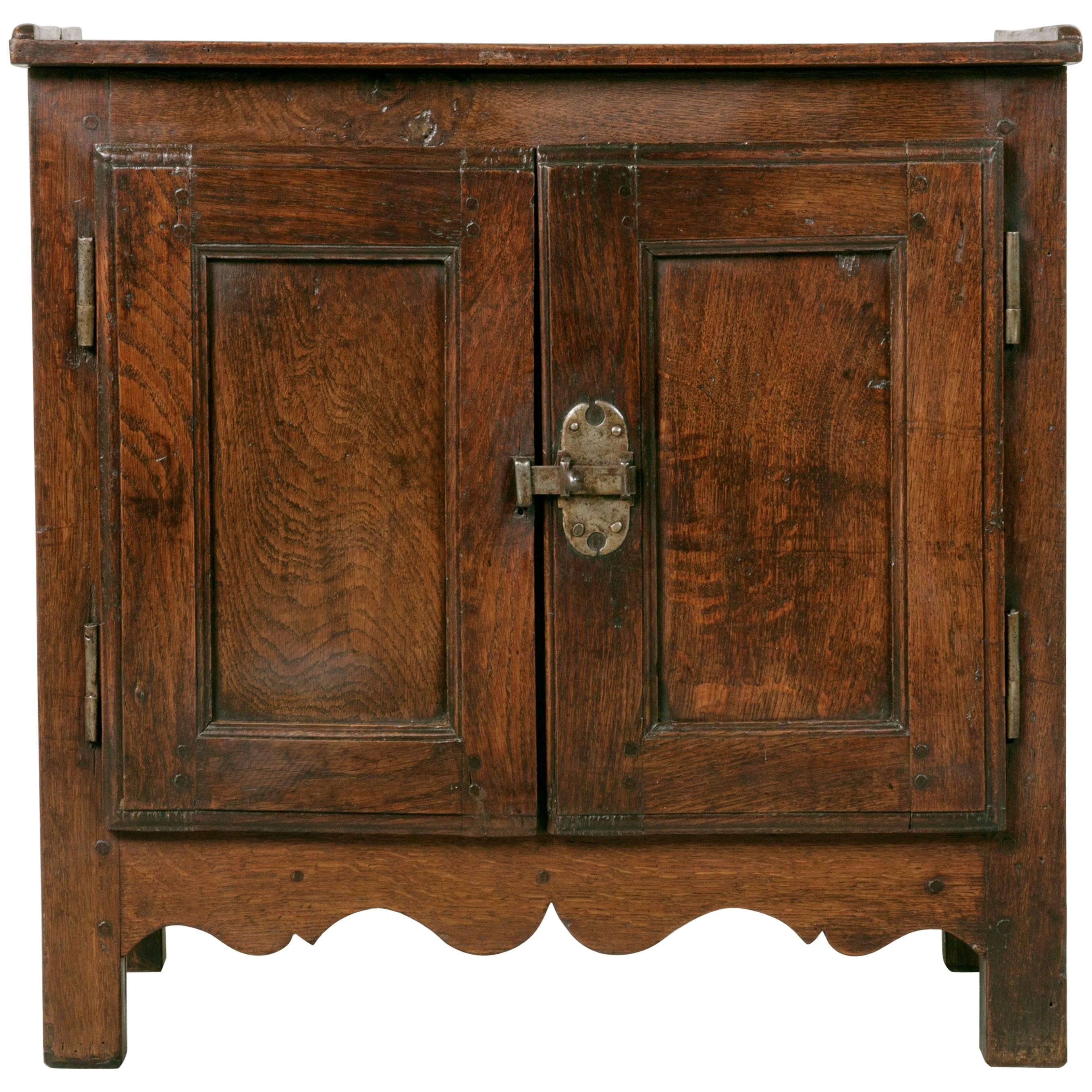 Late 18th Century Small Scale French Walnut Cabinet, Nightstand with Two Doors