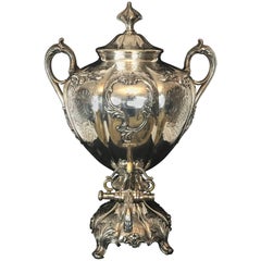 Ornate, Large 19th Century Sheffield Silverplate Tea Urn, English 