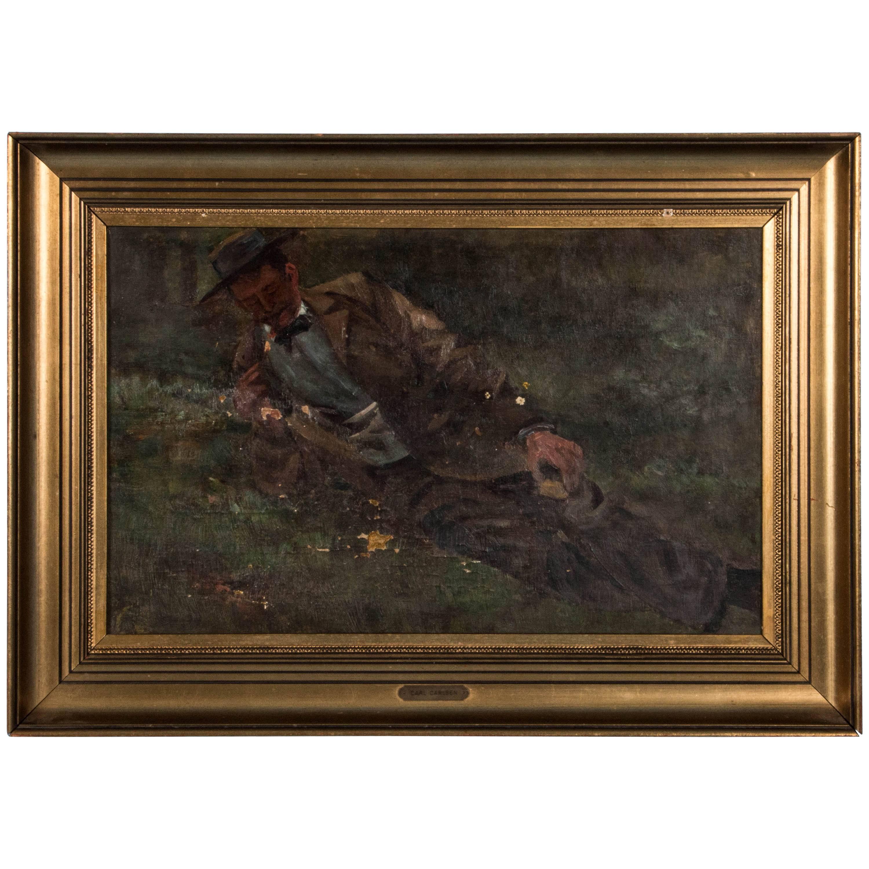 Antique 19th Century, Oil on Canvas Painting by Carl Carlsen