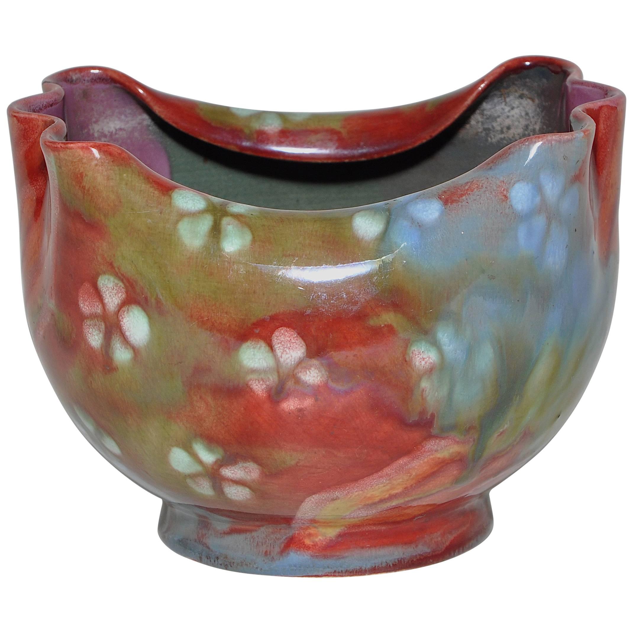Art Nouveau Multicolored Pottery Bowl