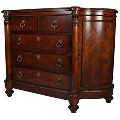 Oversized French Carved Flame Mahogany 2-over-3 Sideboard, 20th Century