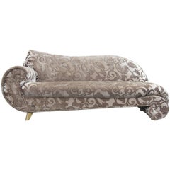 Bretz Gaudi Designer Sofa Beige Pattern Velvet Chaiselongue Recamiere Couch
