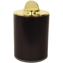 Contemporary Round Italian Leather & Swedish Brass Modern Minimalist Artisan Box