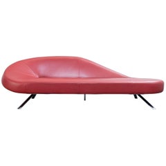 Ewald Schillig Fly Designer Sofa Red Leather, Modern