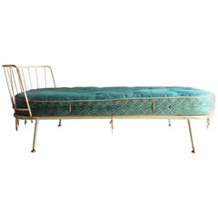 Mid-Century Ernest Race Style White Metal Daybed with Mattress, 1950s