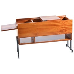 Vintage Bar Table in Veneered Wood and Metal, Czechoslovakia circa 1970, František Jirák