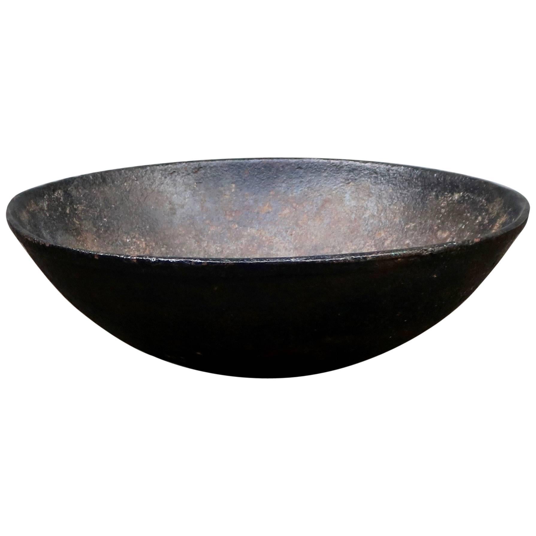 Iron Bowl with Beautiful Patina from India