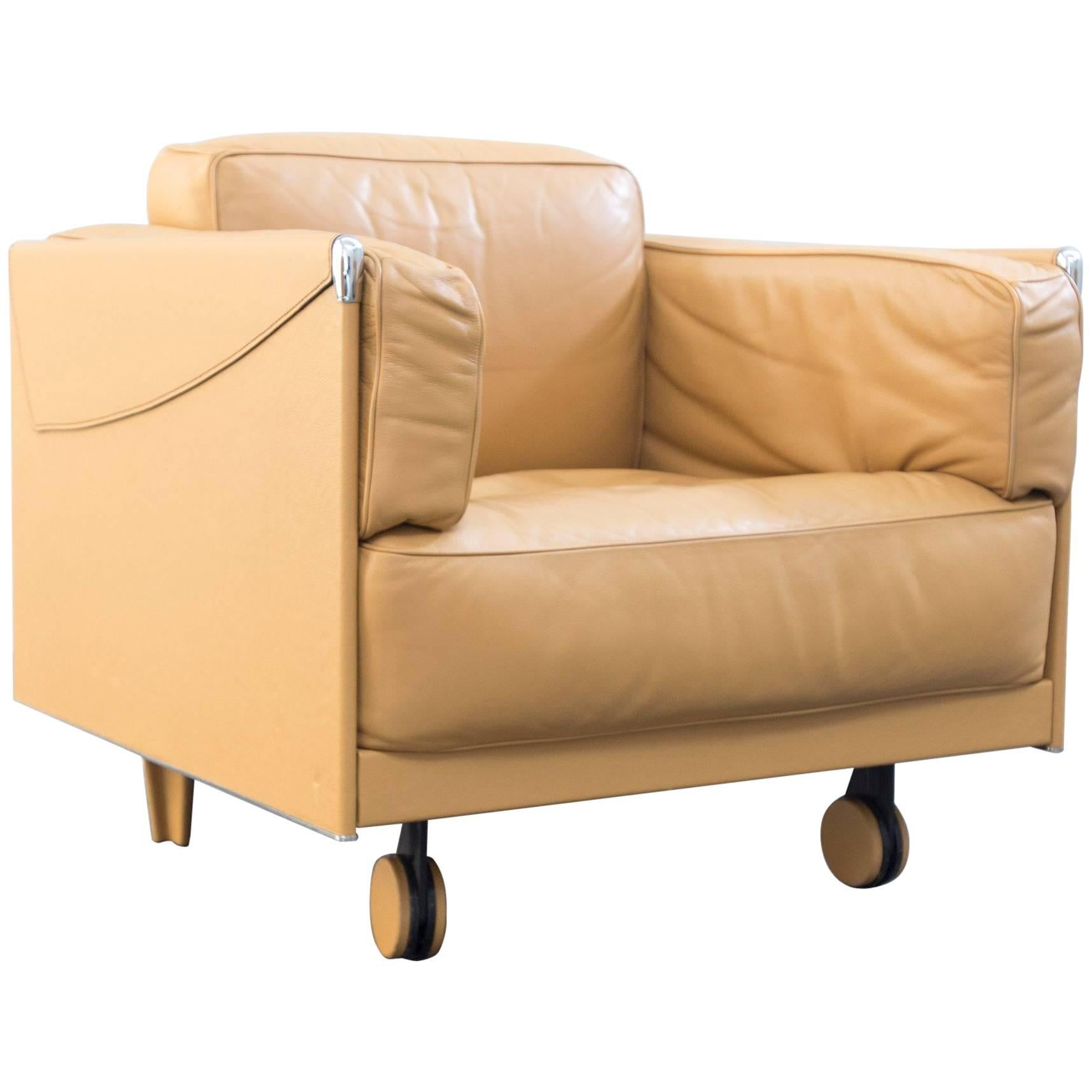 Poltrona Frau Twice 1999 Designer Chair Leather Mustard Yellow One Seat Modern For Sale