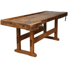 Large Vintage Oak Carpenters Workbench, 1930s