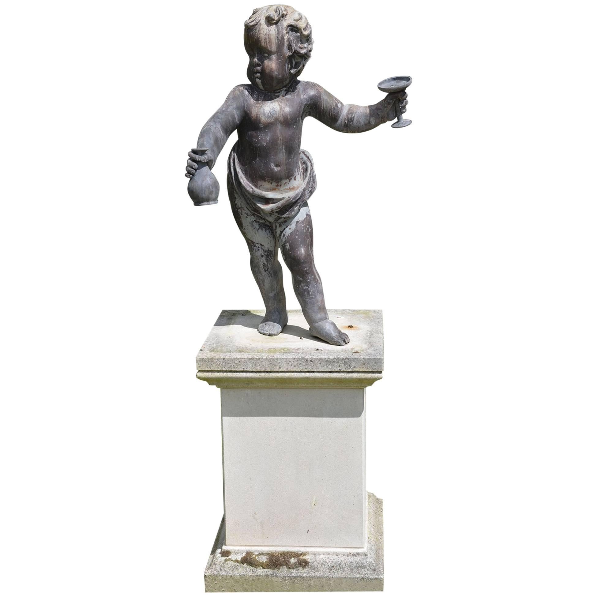 17th Century Lowland Lead Putto For Sale