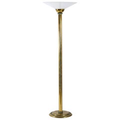 1970s Italian Standing Lamp Brass and Glass