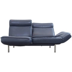 De Sede DS 450 Designer Leather Sofa Blue Relax Function Two-Seat Modern